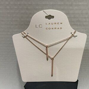 Lauren Conrad Dual Strand Gold Pendant Necklace New